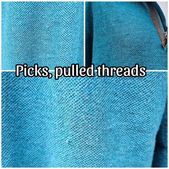 Peter Millar 1/4 Zip Sweater Size XL Teal Knit Merino Wool Mock Neck Blue-Green - Picture 5 of 8